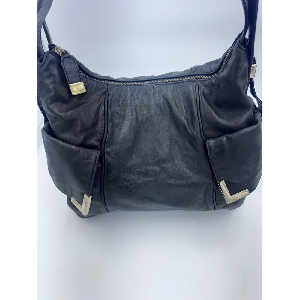 Michael Kors Shoulder Bag Women OS Black Fair Leather Gold Hardware Slouchy Hobo